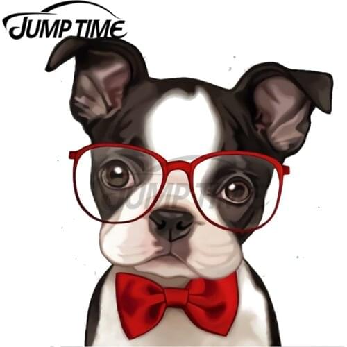 JumpTime 13 x 7.6cm French Bulldog Boston Terrier Car Stickers Laptop Refrigerator Cartoon Decal Trunk Windows Vinyl Car Wrap