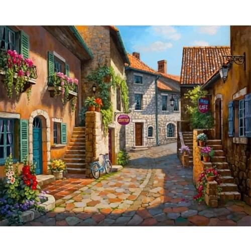 Painting By Numbers DIY Dropshipping 40x50 60x75cm Leisure country trail Landscape Canvas Wedding Decoration Art picture Gift
