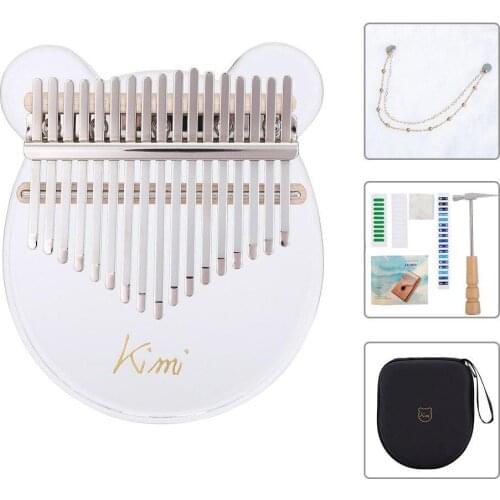 Kimi 17 Keys Kalimba Acrylic Thumb Piano with Tuner Hammer Gig Bag Tremolo Chain Kalimba Chain Sand Chain Musical Instrument