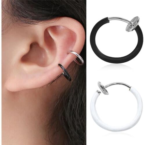 1piece Hot Sale Punk Clip On Fake Piercing Nose Lip Clip Earrings For Women Men No Ear Hole Jewelry Gifts Dropshipping