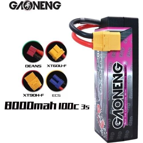 GAONENG GNB 8000mAh 3S2P 11.4V HV 100C/200C Hardcase LiPo Battery with XT90 Connectors for RC Car four drive off-road RC Boat