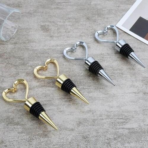 New Brand Gold Silver Color Heart Shape Bottle Stopper Red Wine Storage Twist Cap Plug Sealed Tools for Bar Accessories 400pcs