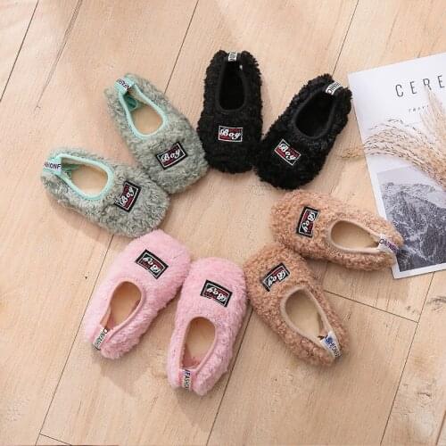 2021 Winter New Girls' Plush Shoes One-step Boys Cotton Shoes Soft Bottom Non-slip Childrens Warm with Cotton Shoes Fashion Hot