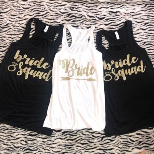 Personalized glitter Bridesmaids Bride Tank tops tees Hen night Bachelorette Tanks bridal shower t Shirts Party favors