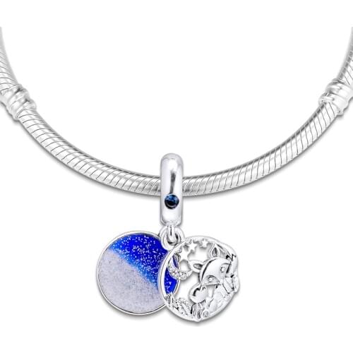 Fits for Pandora Beads Bracelets 100% 925 Sterling Silver Jewelry Fox & Rabbit Hanging Charms Free Shipping