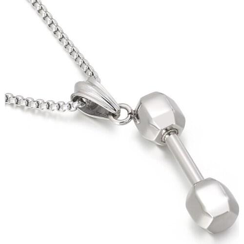 Simple stainless steel accessories fashion personality creative dumbbell mens titanium steel pendant