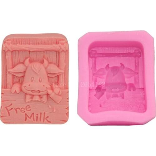 Animal Free Milk cattle cow Silicone Fondant Soap 3D Cake Mold Cupcake Candy Chocolate Decoration Baking Tool Moulds FQ1667