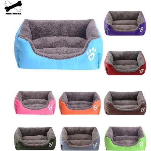 Dog Bed Puppy Dog Paw Print Kennel Small Medium Large House For Cat Warm Cotton Pet Accessories