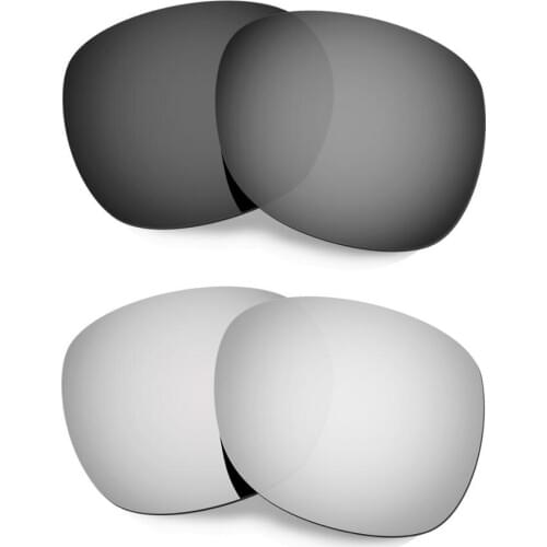 HKUCO For Garage Rock Sunglasses Replacement Polarized Lenses 2 Pairs - Black&Silver