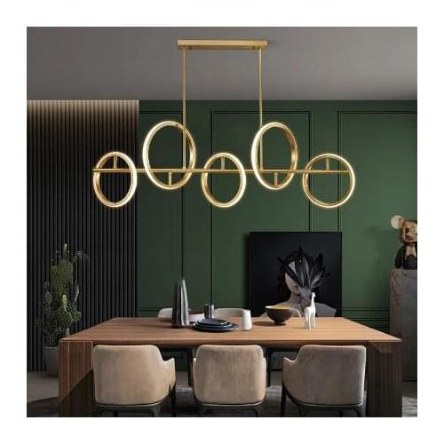 Modern Circle Ring Led Pendant Lamp Gold Chandelier Light Decoration for Kitchen Living Dining Room Bedroom Indoor Fixture