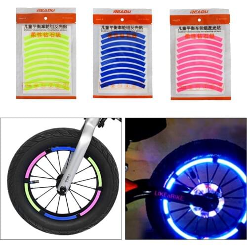 Bike Reflective Stickers Wheel Decals Reflective Tape Safety Strips Bicycle Wheel Stickers For Children Balance Bike Accessories