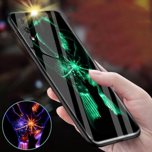 Luminous Glass Case For Huawei Honor 7C 8C 9A 8X Max 3D Glow Shine Back Cover Case Coque For Honor 9X Pro X10