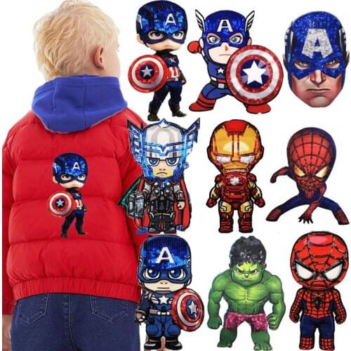 Disney Spider-Man Avengers Printed Sequin Cloth Patch Clothing diy Cloth Patch Patch Apparel Patch Embroidery Birthday Gifts