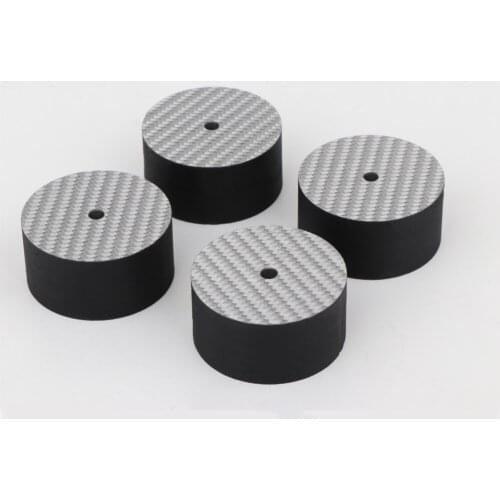 YTER 4Pcs 40x20mm Spike Base Pad Silver 5K Carbon Fiber Speaker Isolation Shoe Feet, for Hifi Audio chassis