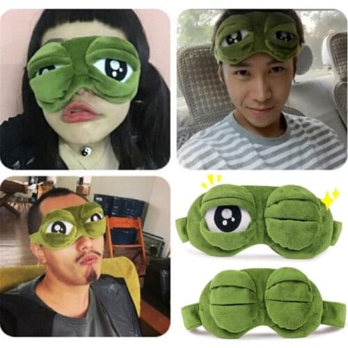 1Pc Sleeping Mask Eyepatch Eye Cover Cotton Creative Cute Sad Frog for Eye Travel Relax Sleeping Aid Eye Patch Shading Eye Mask