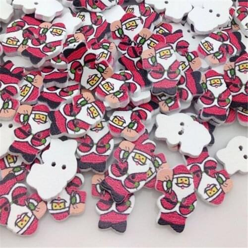 10/50/100PCS Christmas Santa Claus Pattern Painting Wood Buttons 13x20mm WB24