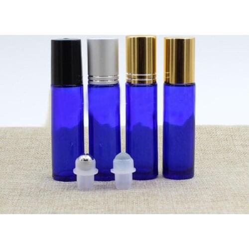 10ml blue glass bottle steel/glass roll ball for eye cream/serum/perfume/essentical oil,deodorant bottle skin care packing