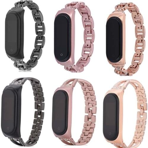 2020 For Xiaomi MiBand 4 Strap diamond Stainless Steel For Miband3 Smart Wristband Mi Band 4 for women