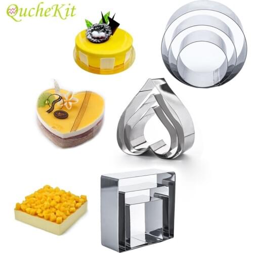 3pcs/set Stainless Steel Heart Mousse Mold Round Cake Decorating Mold Baking Tools For Cake Chocolate Brownie Make Dessert Mould
