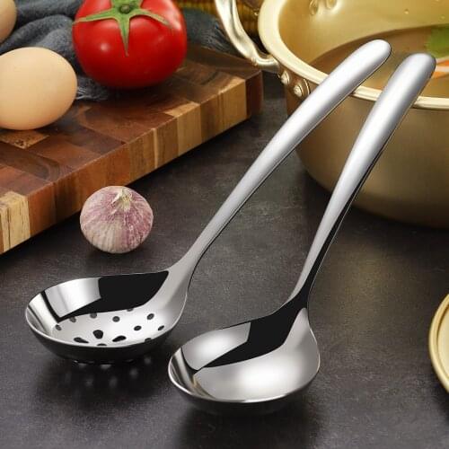 304 Stainless Steel Soup Spoon Colander Deepen Thickened Large Capacity Spoon Creative Dinnerware Tableware Restaurant Supplies