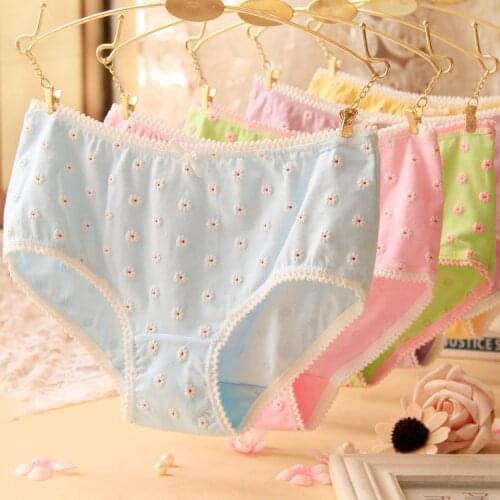 4Pcs/Lot Kids Underwear Floral Candy Colors Young Girl Briefs for Teenage Girls Short Lace Panties Pants Underpants 9-20T