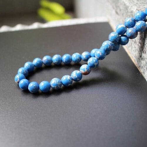 48pcs/Lot 8mm Emperor stone beads Cobalt blue color with Stripes for jewelry making