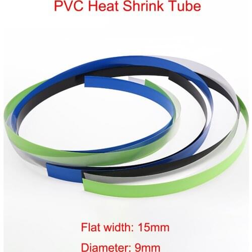 5M Colorful PVC Heat Shrink Tube Width 15mm Dia 9mm Lithium Battery Insulated Film Wrap Protection Case Pack Wire Cable Sleeve