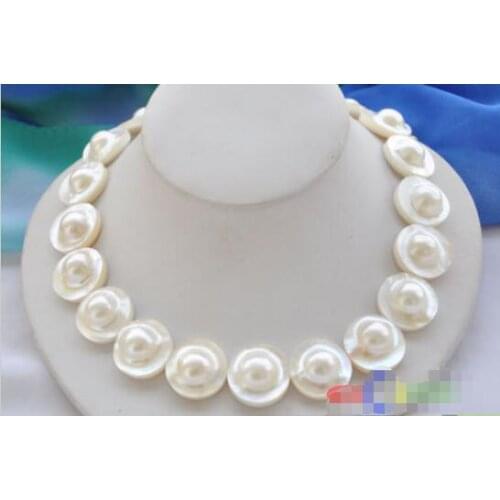 FREE SHIPPING>>>@@ > Hot sale new Style >>>>>PERFECT AAA++ 18" 22mm WHITE ROUND SOUTH SEA MABE PEARL NECKLACE