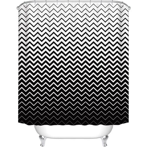 Black White Stripe Decoration Shower Curtains Bathroom Curtain Frabic Shower Curtain Frabic Waterproof Polyester bath Curtain