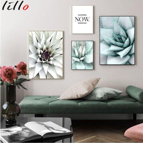 Scandinavian canvas paintings, succulent green plants, life poster, quote, wall art, painting images for living room