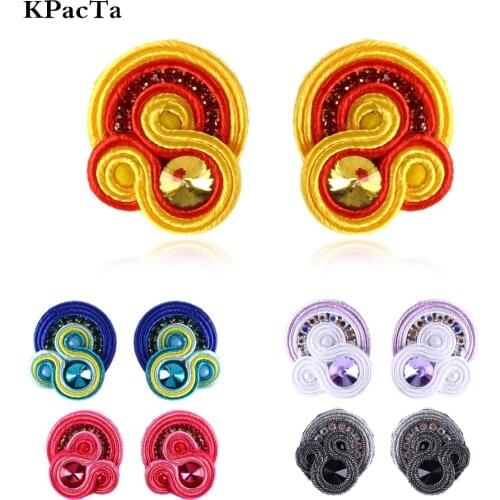 KPacTa New Handmade Weaving Soutache Drop Earring Ethnic Jewelry Female Crystal Earring Banquet Accessories boucle d'oreille