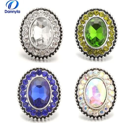 Crystal Oval Snap Charms Wholesale With Rhineston Fit Snap Button Pendant LSSN693