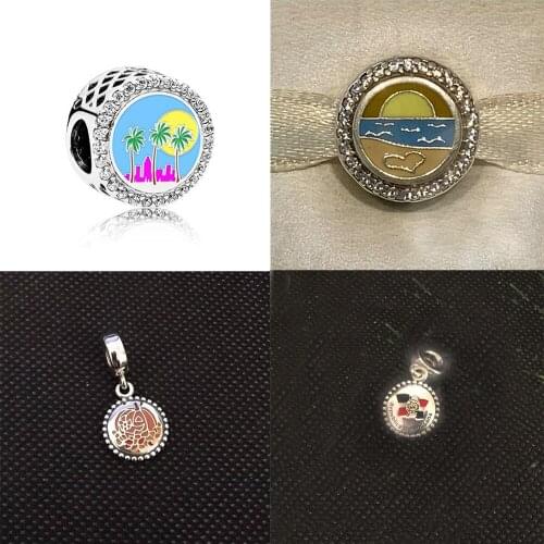 New Fashion High Quality S925 Sterling Silver Florida Exclusive Beach Sunset Pendant Miami Palms DIY Original Female Jewelry