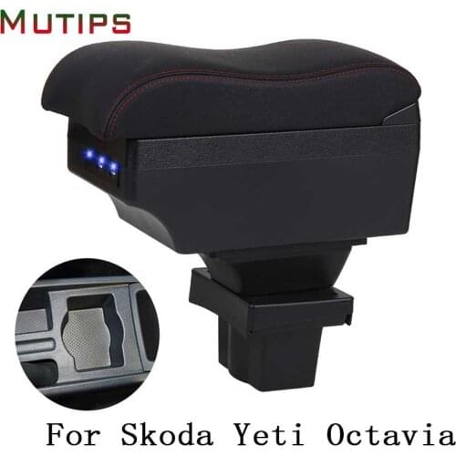 Mutips For Skoda Yeti Octavia A5 MK2 armrest box leather arm rest rotatable interior part accessories car-styling 2005-2012 auto