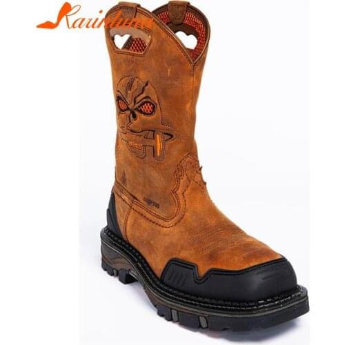 Brand New Male Chunky Heels Retro Western Boots Fashion Sewing Chunky Heels mens Ankle Boots Autumn Winter Cowboy Shoes Man