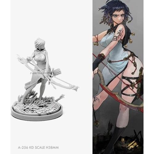 35mm Resin figure kits Girl Archer model self-assembled A-256
