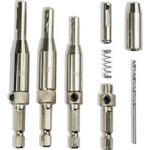 4pcs Set Center Drill Bit Doors Self Centering Hinge Tapper Core Drill Bit Set Hole Puncher Woodworking Tools