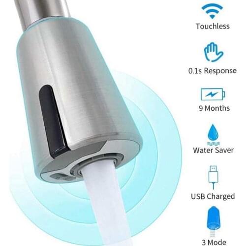 G1/2in Infrared Induction Pull Out Faucet Sprayer Nozzle Kitchen Basin Sink Water Saving Tap Aerator Bubbler Spray Head