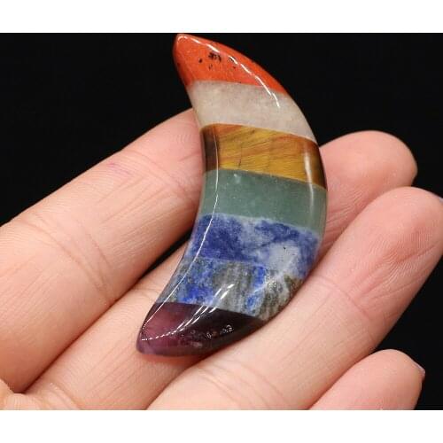 Natural Stone Reiki Heal Moon Shape Pendants Charms No Hole for DIY Necklace Bracelet Jewelry Making Jewelry Gift Size 16x50mm