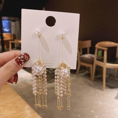 New Fashion Luxury Shiny Rhinestone Long Bowknot Tassel Drop Earrings Korean Baroque Style Women Pendientes Jewelry