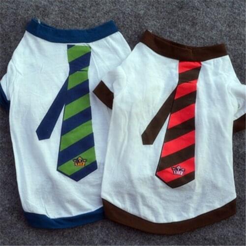 Clothes Summer Dog Sleeveless Shirt Pet Clothes Cat Corgi Dog Clothes Sphynx Fashion Tie T-Shirt Puppy Cotton Tee Shirt E