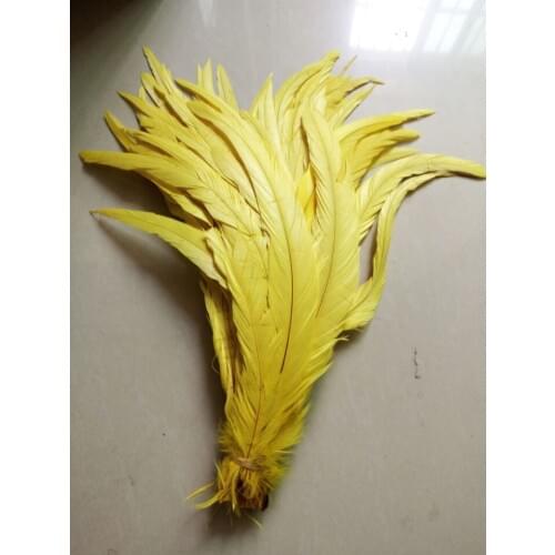 Wholesale 50 / lot 14-16inches / 35-40cm/ yellow high quality rooster tail / DIY jewelry decoration