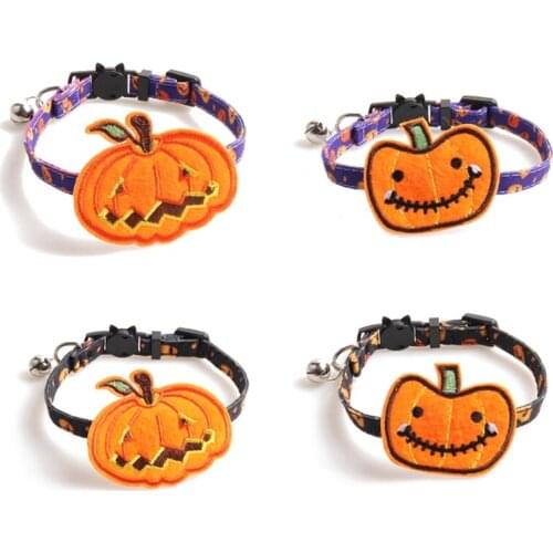28cm Length Cat Collars with Pumpkin Pattern for Halloween Party Durable Cute Pets Props Make Your Cat More Lovely