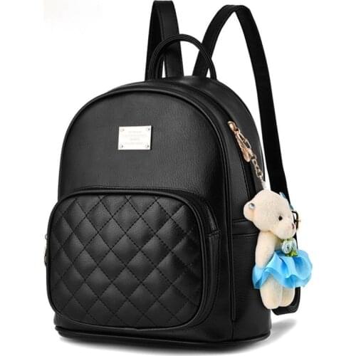 High Quality Fashion Women Backpack PU Leather Bag Lady Black Backpack Female High Quality Travel School Bag Teenagers Girls bag