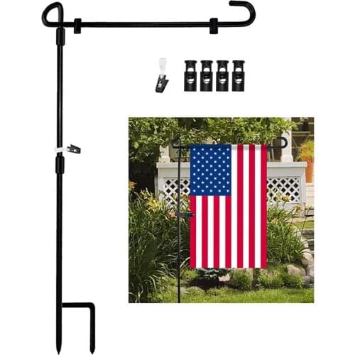 Garden Iron Flag Pole Holder Outdoor Yard Flags Stand Flag Banner Holder Display Accessories Lawn Flag Rack Yard & Garden Decor