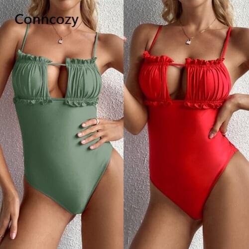 Sexy Swimsuit Womens Solid Color Drawstring One-piece Swimwear Bikini Bathing Suit Women Swimming Suit for Women One Piece