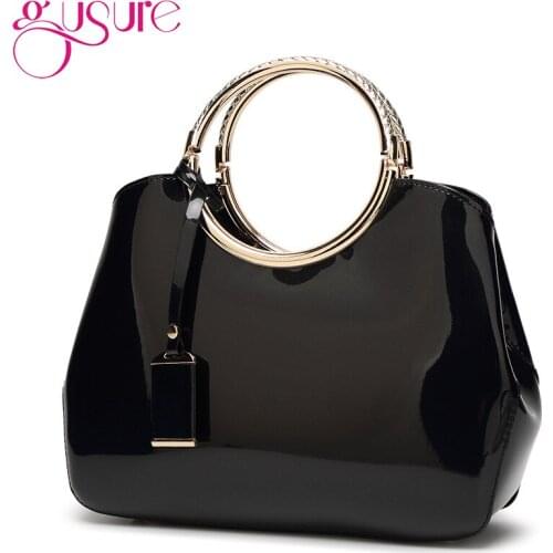 Gusure Solid Patent Leather Luxury Large Capacity Handbags Designer Womens Crossbody Bags Female Shoulder Tote Bag Bolso Mujer