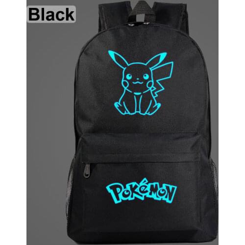 Pokemon Pikachu Anime Blue Luminous Youth Student Schoolbag Men and Women Casual Backpack Back To School