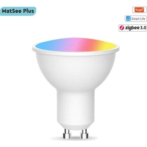 Tuya ZigBee Smart Led Light Bulb Gu10 5W RGBW Color Spotlight Dimmer Timer Voice Remote Control Works With Alexa Google Home