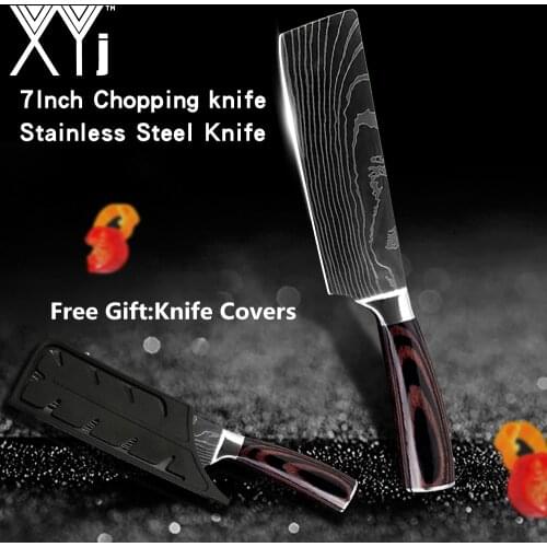 XYj Chef Knife Kitchen Knife Japanese Butcher Meat Cleaver Vegetable 7 inch German Stainless Steel Nakiri Cooking Cutter +Covers